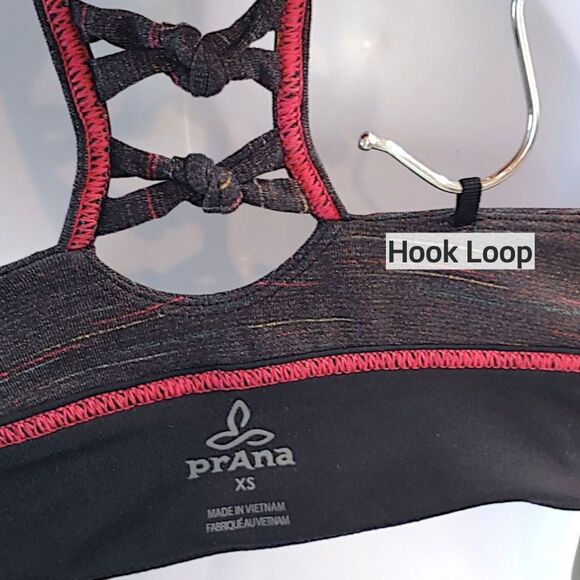 prAna Itzel High Neck Ladder Back Grey Pink Blue Yellow Sports Bra Women's XS - Picture 8 of 10